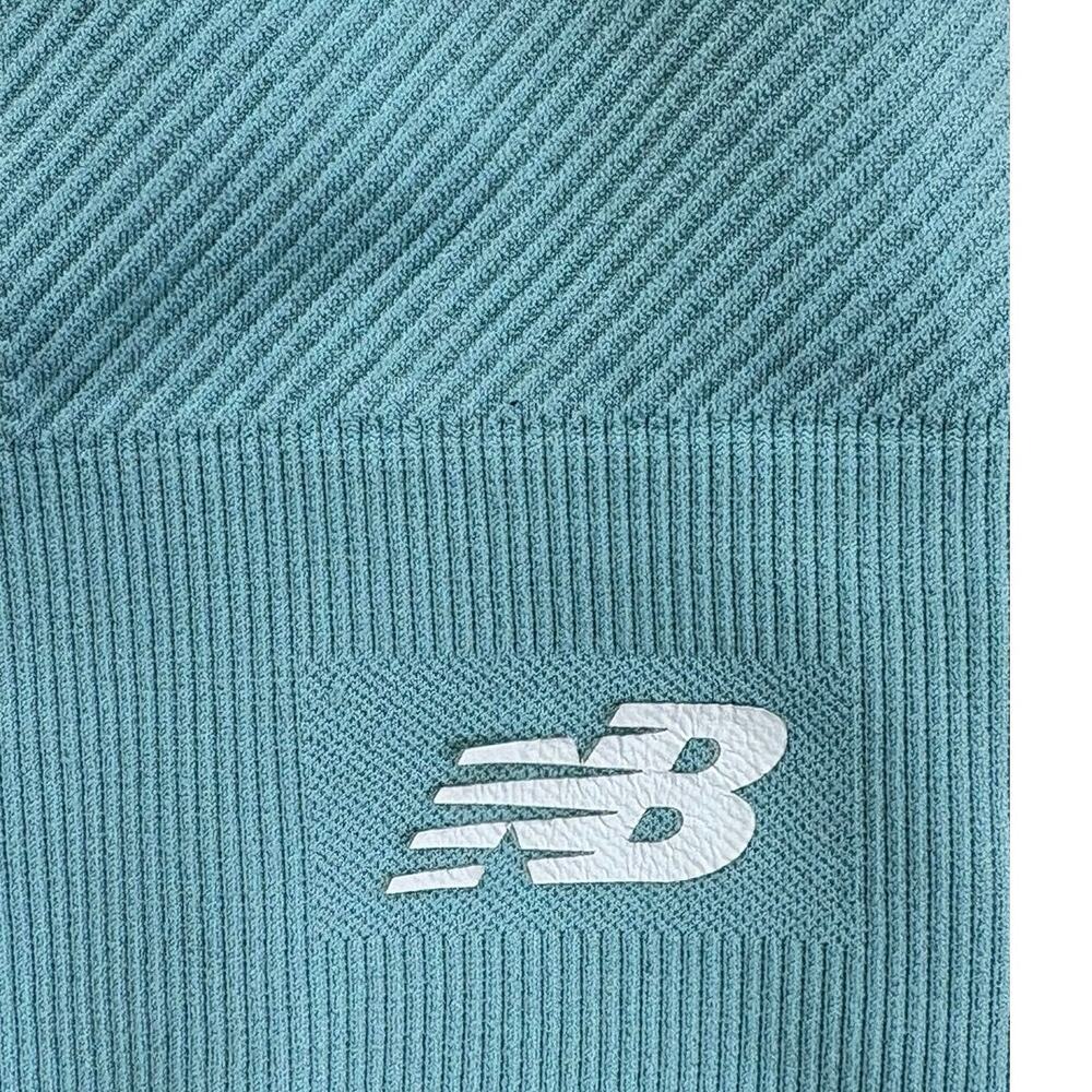 New Balance Women's Size Large Blue Racerback Nylon Logo Sports Bra Cropped Top - Picture 3 of 4